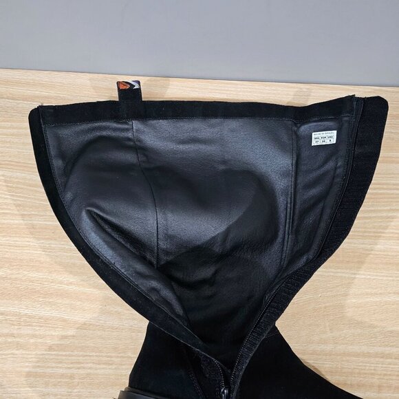 NEW Farm Rio Long Suede Combat Boot Black Vegan Leather Platform Boho Size 8 - Picture 10 of 14